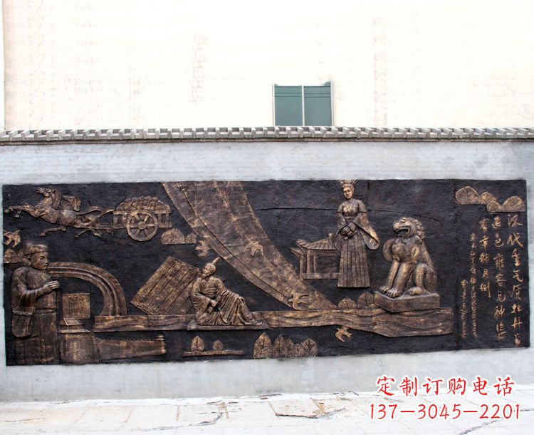 鹤壁“汉代重气质，牡丹留正色”中国传统文化浮雕壁画，玻璃钢仿铜园林墙壁装饰壁画