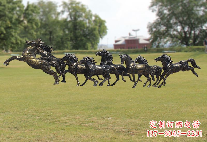 鹤壁八骏图八匹马群铜雕