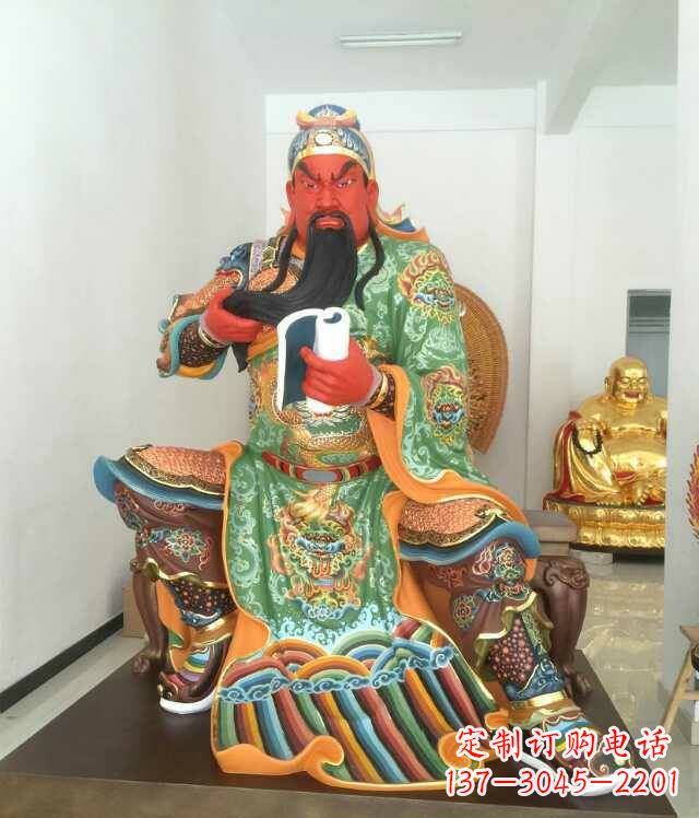 鹤壁玻璃钢关公书香雕塑