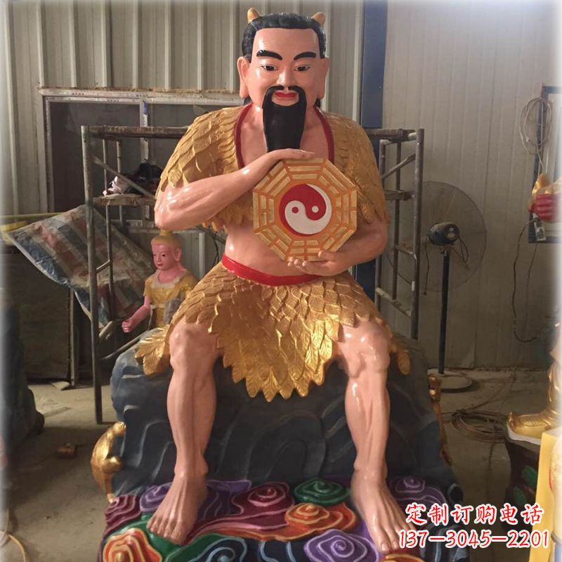 鹤壁玻璃钢彩绘青帝太昊伏羲神像