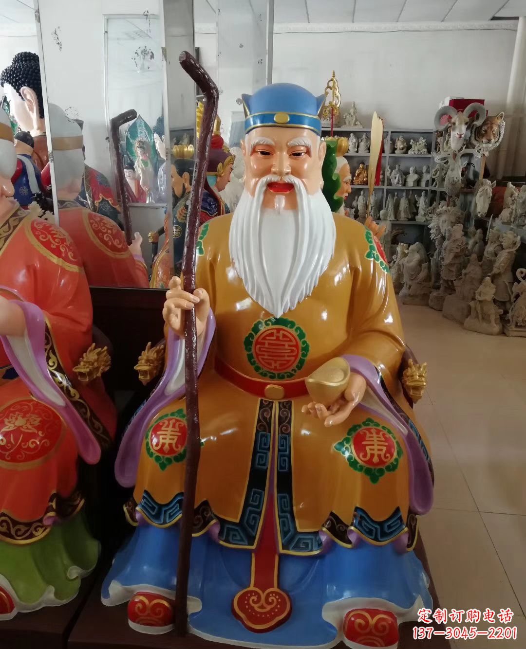 鹤壁玻璃钢彩绘神像土地公雕塑