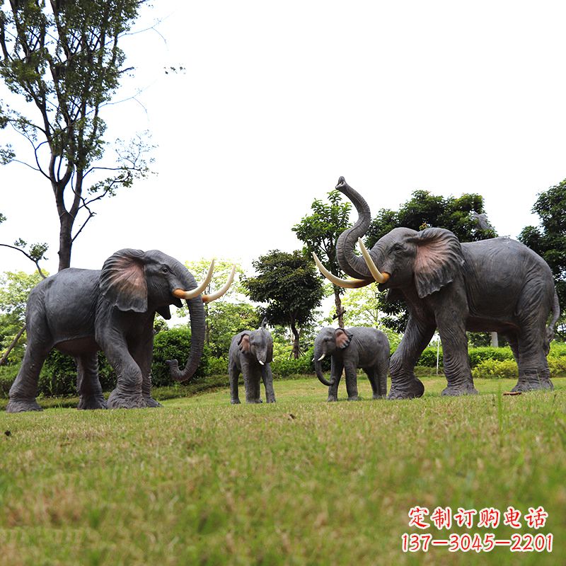 鹤壁玻璃钢大象雕塑传承古老文化，点缀园林景观