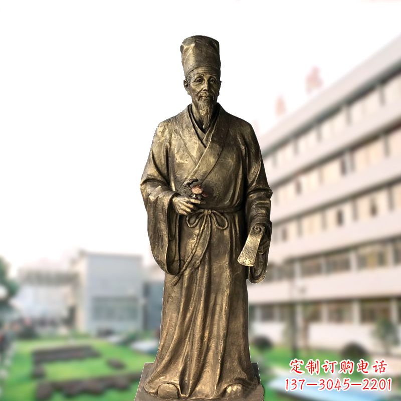 鹤壁玻璃钢仿铜李时珍塑像-医院医学院药圣雕塑