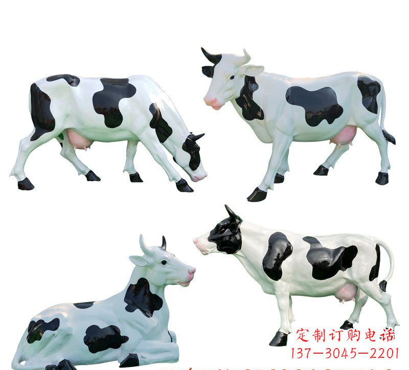 鹤壁玻璃钢仿真奶牛雕塑精美的艺术品