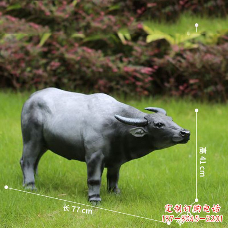 鹤壁玻璃钢仿真水牛雕塑——点缀公园草坪