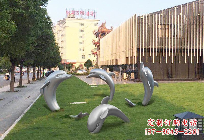 鹤壁不锈钢海豚雕塑艺术与环保的完美结合