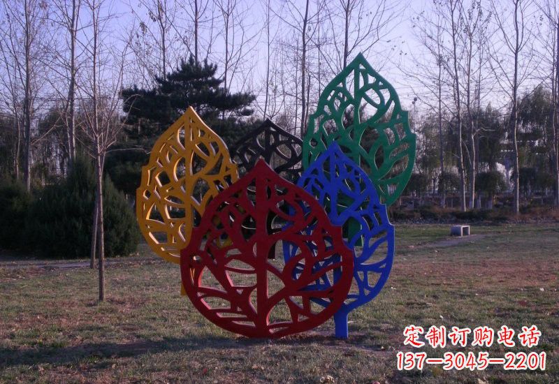 鹤壁精美不锈钢树叶雕塑