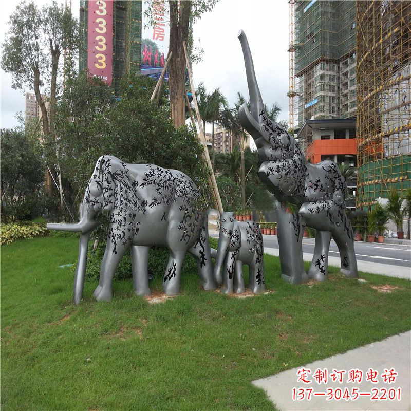 鹤壁不锈钢大象雕塑小区园林的精美装饰