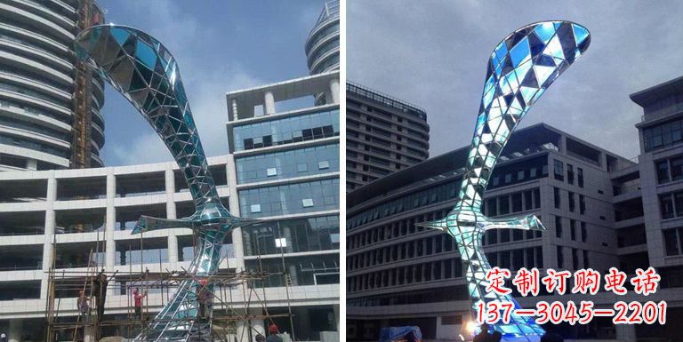 鹤壁不锈钢抽象大雁景观雕塑