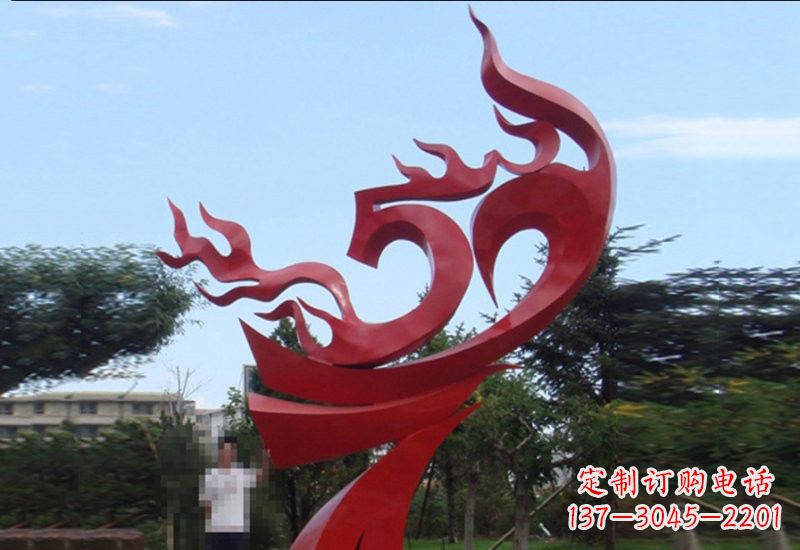 鹤壁不锈钢凤凰涅槃雕塑——象征着新生