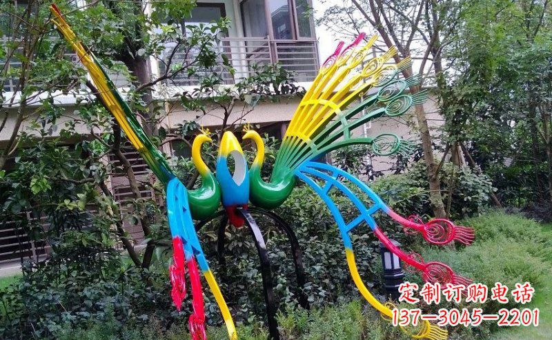 鹤壁不锈钢抽象孔雀雕塑 (4)