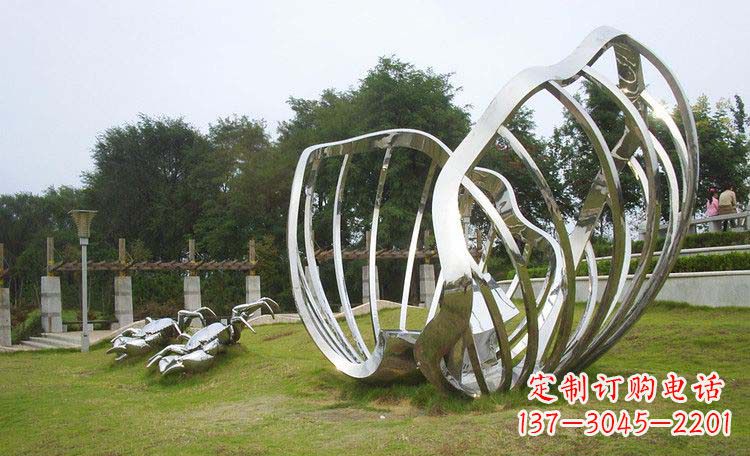 鹤壁不锈钢抽象螃蟹贝壳雕塑