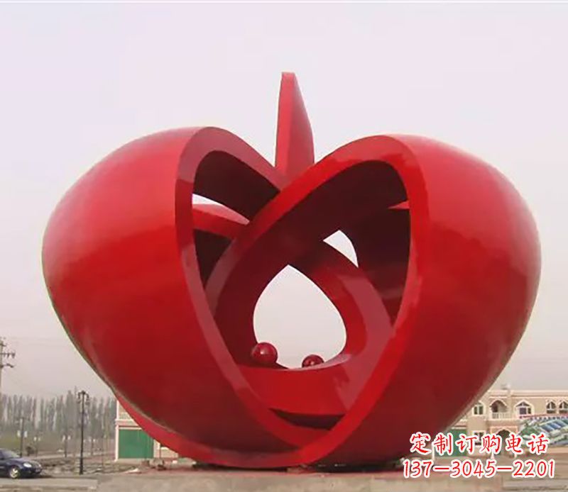 鹤壁精致的不锈钢苹果雕塑