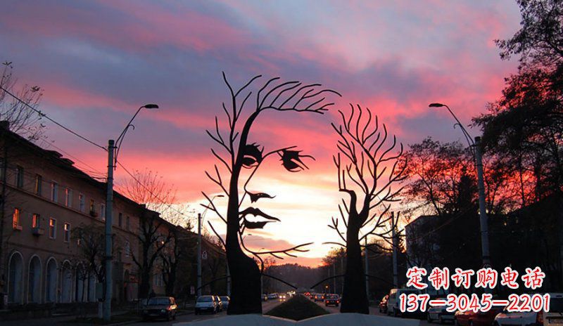 鹤壁不锈钢人头雕塑点缀街边景观