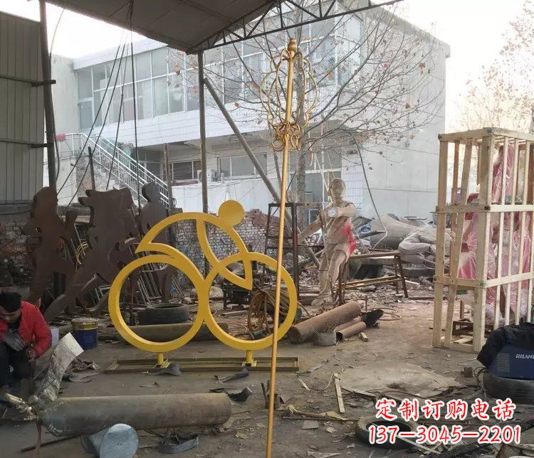 鹤壁不锈钢自行车雕塑——象征着健康、积极的生活方式
