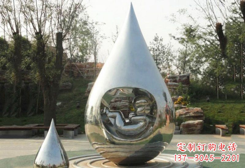 鹤壁不锈钢水滴雕塑缔造生命之源