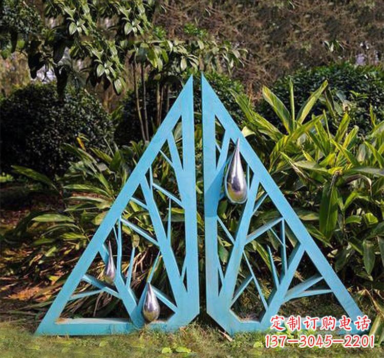 鹤壁不锈钢抽象树枝和水滴雕塑