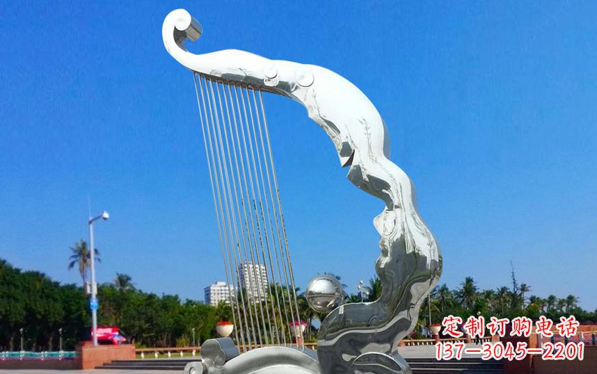 鹤壁不锈钢抽象竖琴广场雕塑