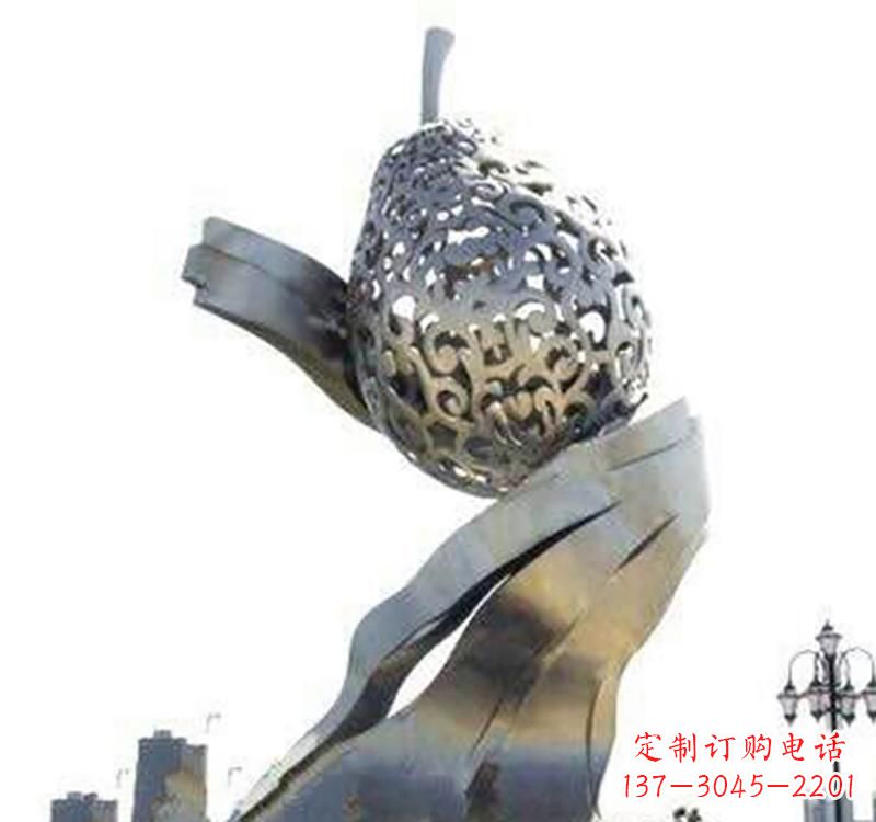 鹤壁不锈钢抽象水果梨雕塑