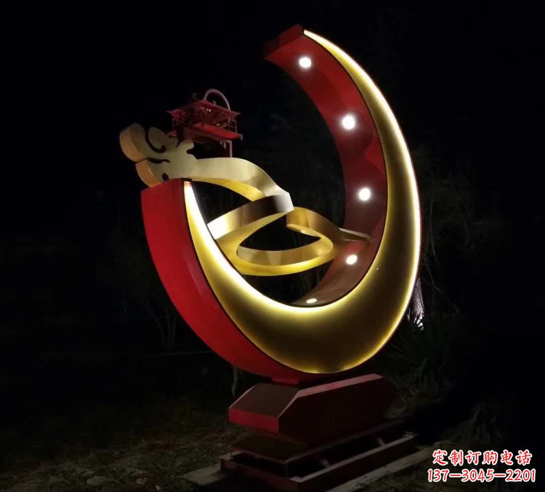 鹤壁不锈钢月亮雕塑静谧中的经典之美