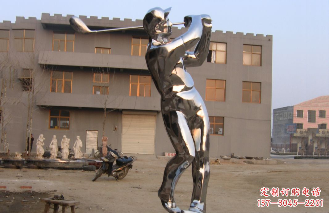 鹤壁不锈钢打高尔夫球广场雕塑