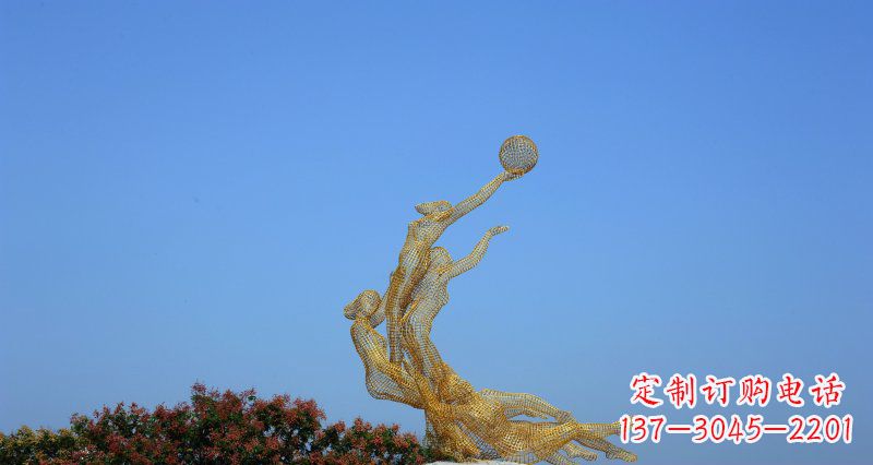 鹤壁不锈钢打篮球的女孩公园景观雕塑