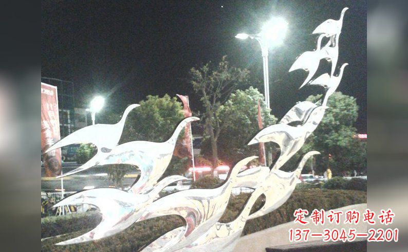鹤壁不锈钢大雁雕塑——灿烂的翱翔