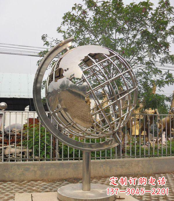 鹤壁精美不锈钢地球仪雕塑点缀校园美景