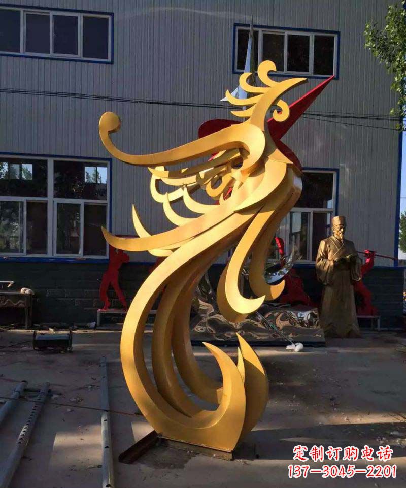 鹤壁不锈钢雕刻凤凰雕塑传承精美工艺