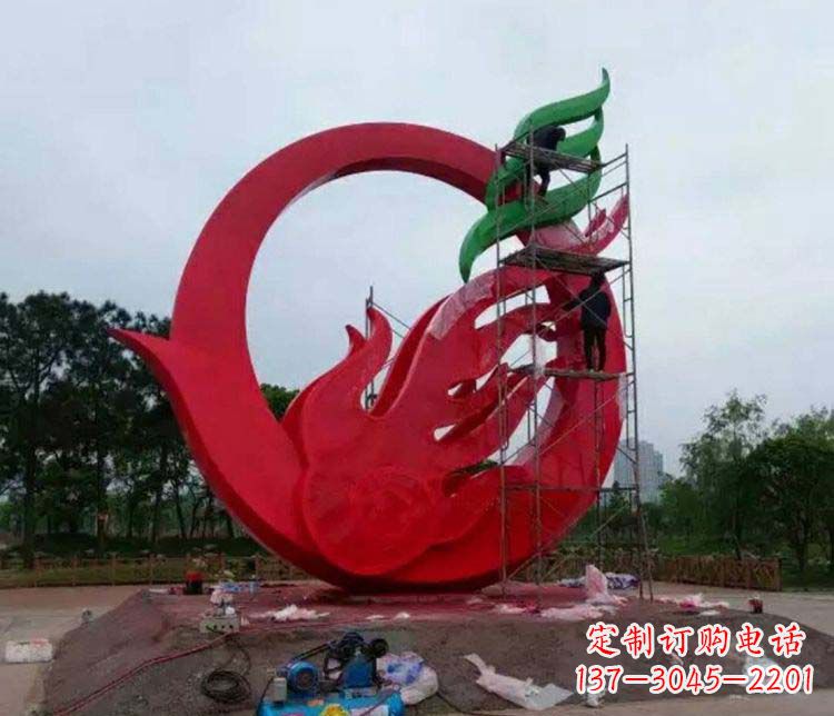 鹤壁不锈钢凤凰雕塑精美而又神秘