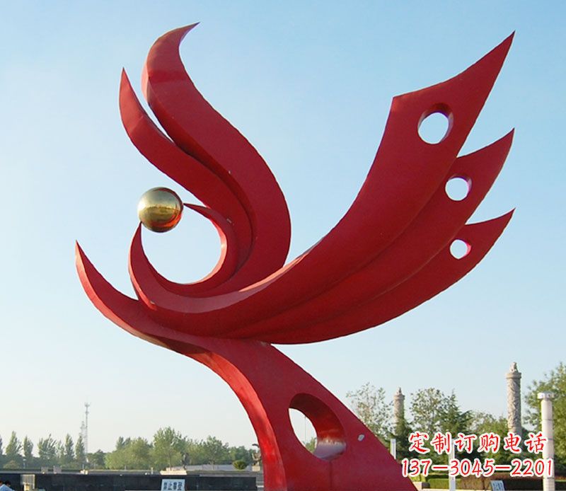 鹤壁不锈钢凤凰广场雕塑 (2)