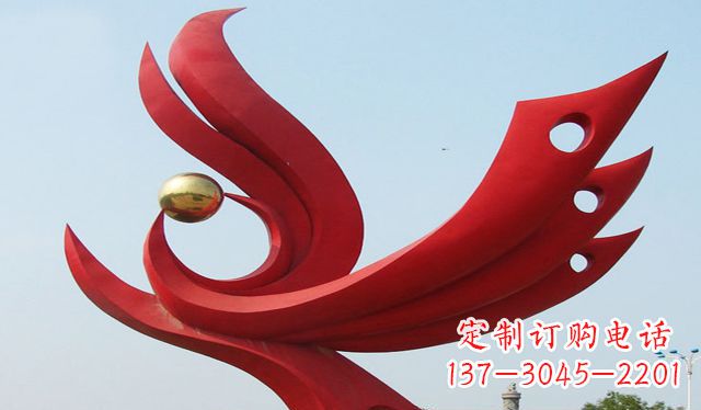 鹤壁不锈钢凤凰龙珠雕塑