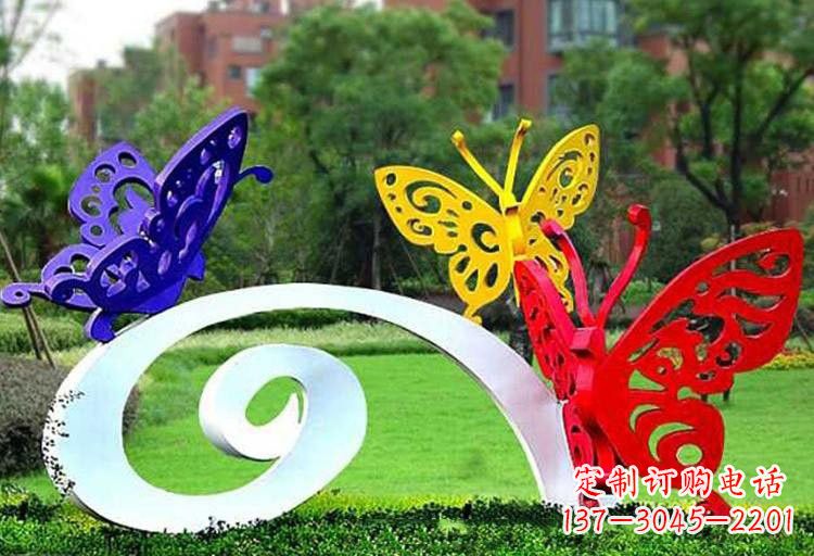 鹤壁彩色蝴蝶雕塑,点亮不锈钢公园