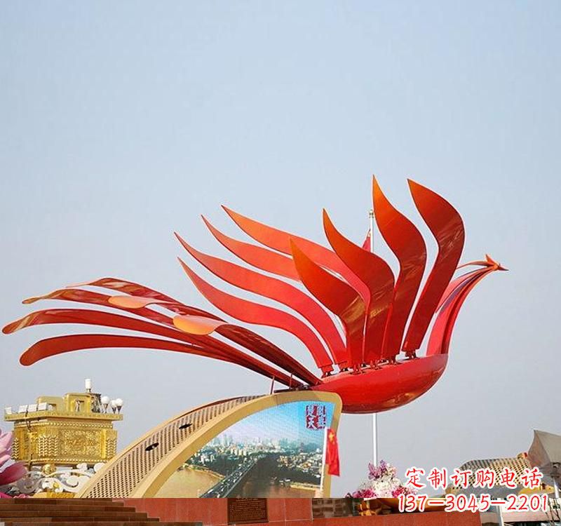 鹤壁不锈钢公园大型凤凰雕塑