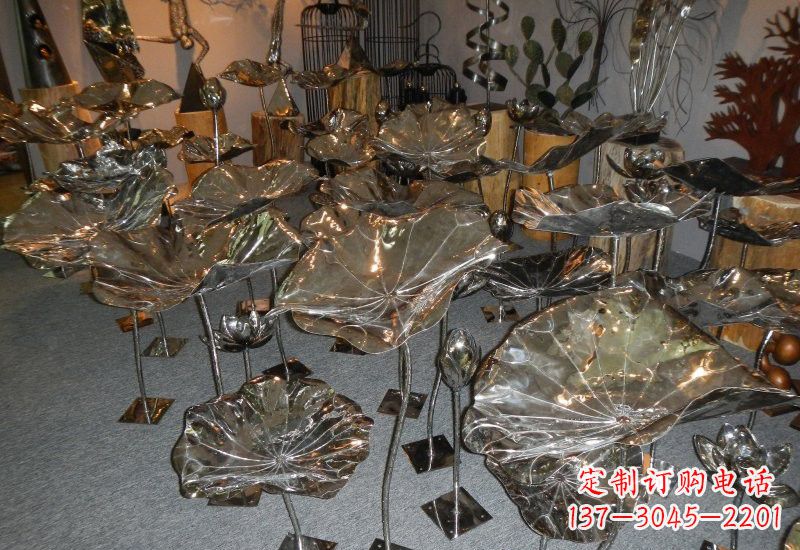鹤壁不锈钢荷叶雕塑——缔造美丽公园