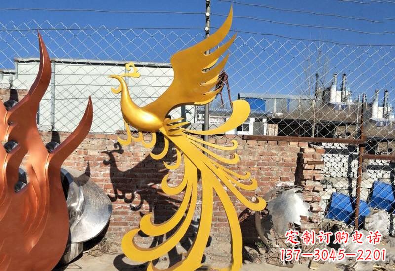 鹤壁不锈钢凤凰雕塑——灿烂金色给予城市温暖
