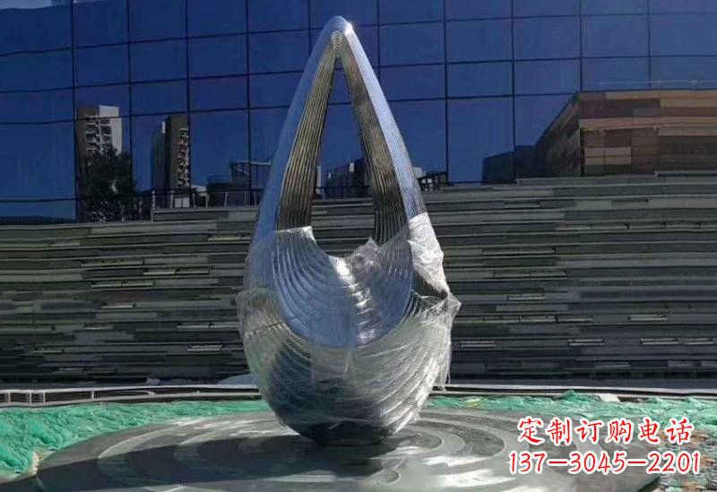 鹤壁不锈钢空心水滴雕塑美丽的艺术之作