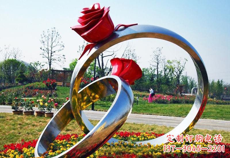 鹤壁不锈钢公园玫瑰花戒指雕塑精致精美的礼物