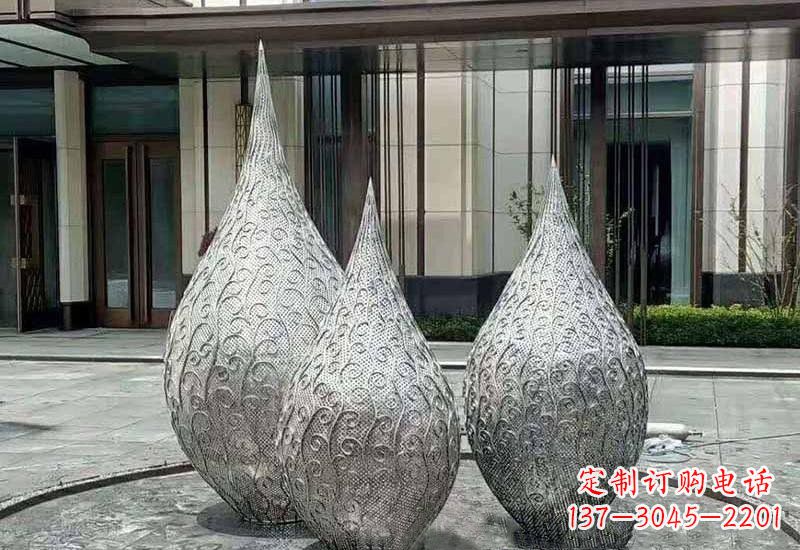 鹤壁不锈钢镂空水滴雕塑精致美观