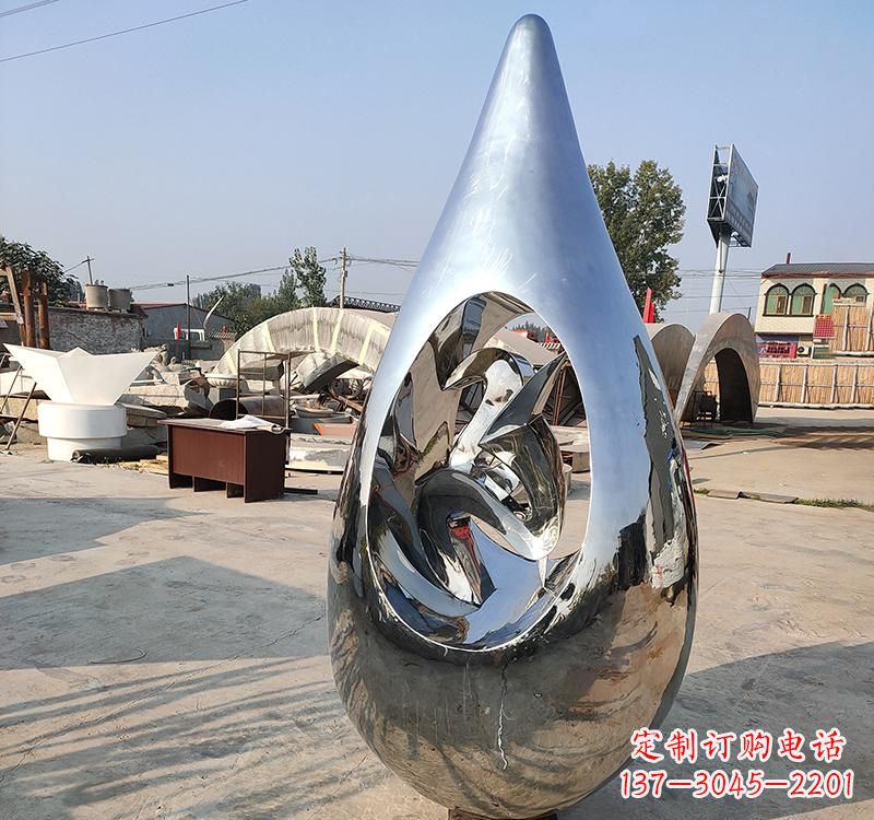 鹤壁不锈钢大水滴雕塑一座极致简约的艺术作品