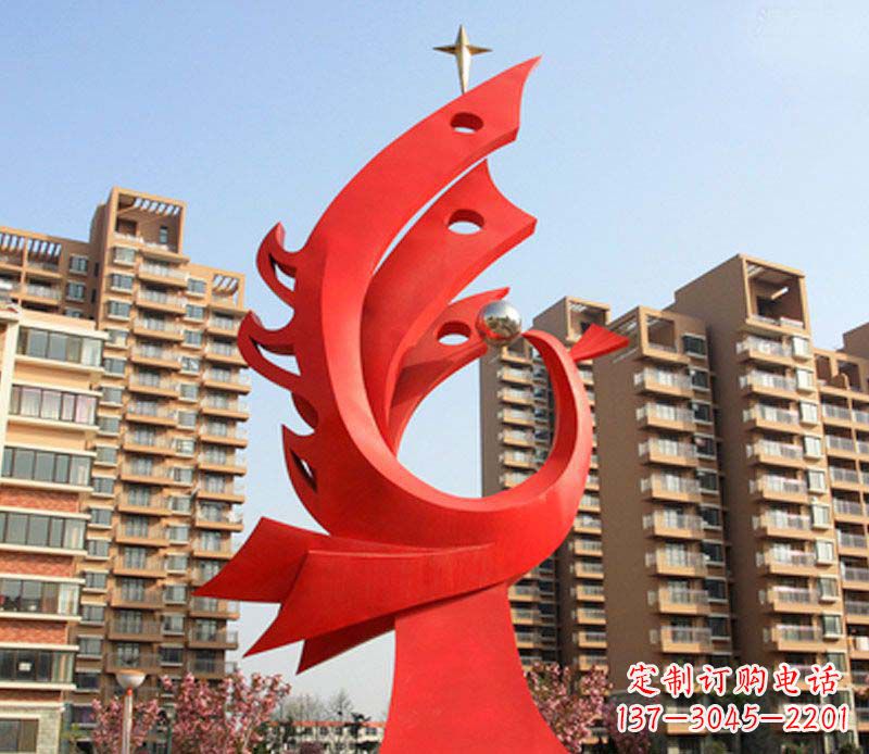 鹤壁凤凰雕塑不锈钢广场的精美景观