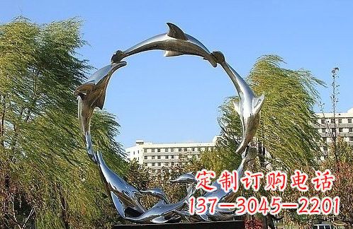 鹤壁不锈钢海豚雕塑 (2)