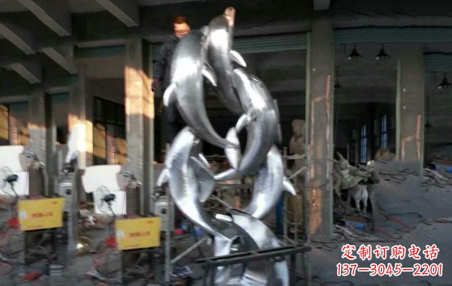鹤壁不锈钢海豚雕塑 (3)