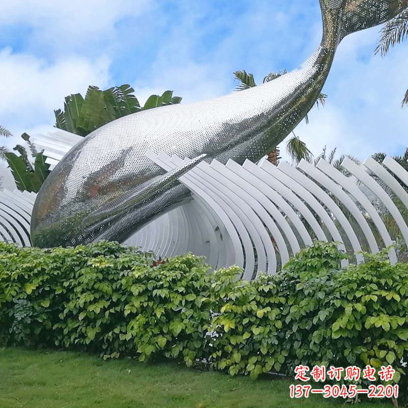鹤壁海豚雕塑镜面鲸鱼创意动物景观
