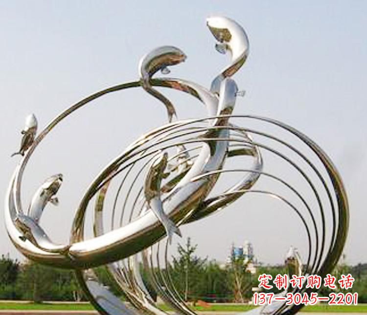 鹤壁不锈钢海豚雕塑美丽而又神秘