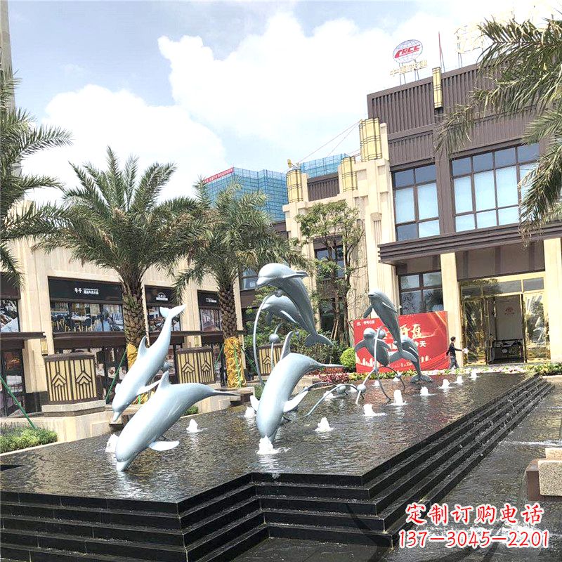 鹤壁精美海豚喷泉,点缀城市企业街道