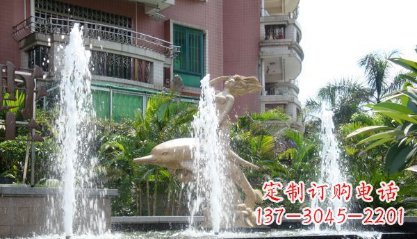 鹤壁不锈钢海豚喷泉雕塑