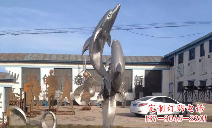 鹤壁不锈钢海豚嬉戏雕塑精美的艺术视觉