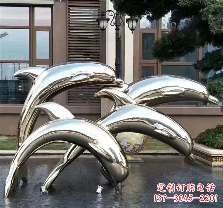 鹤壁不锈钢海洋动物雕塑——海豚