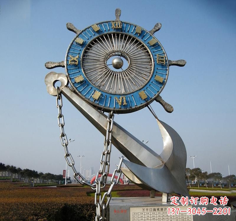 鹤壁不锈钢海洋船舵雕塑海洋之美的象征
